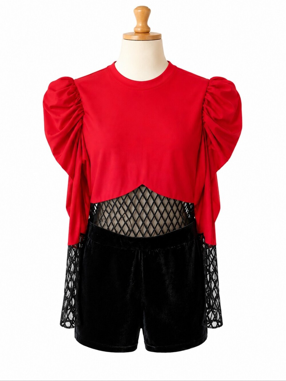 Revolution Dance Zero To Sixty Biketard Costume Red Black Velvet MA Adult Medium